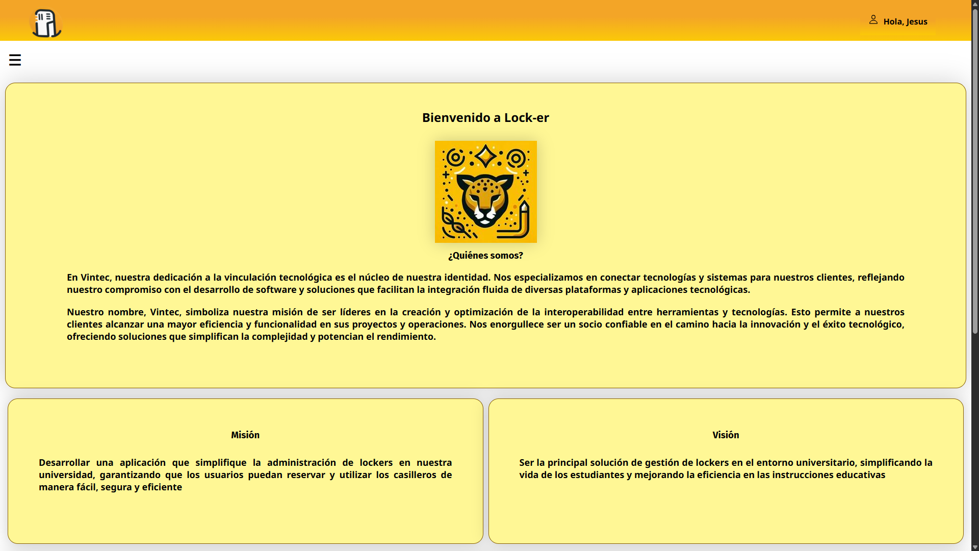 Interfaz principal del sistema Lock-er